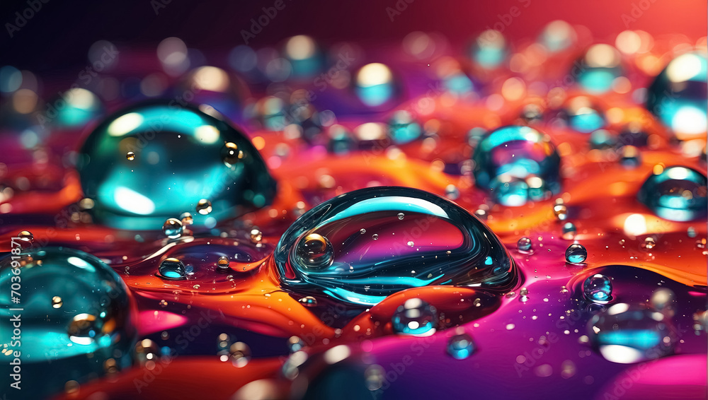 custom made wallpaper toronto digitalMacro shot of water drops, colorful abstract background. Generative Ai