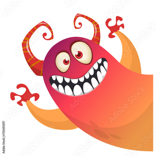Funny cartoon monster design. Monster character illustration isolated on white. Great for party decoration or package design