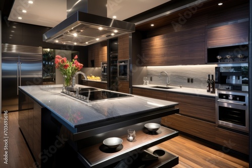 Beautiful modern kitchen in a luxury apartment.