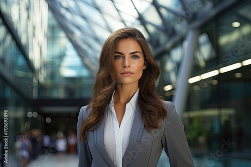 Professional woman in a modern business district. © AdriFerrer