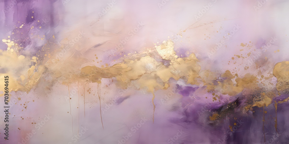 Abstract with stars and hues of gold,  light purple background.