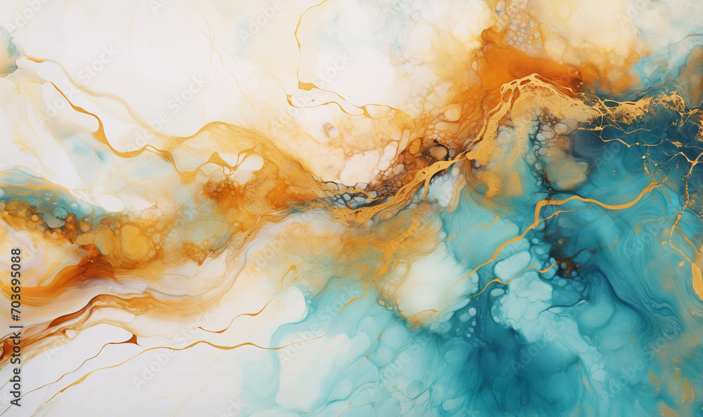 Abstract fluid art painting in alcohol ink technique background. Luxury tiles background.