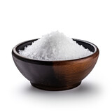 salt on black bowl on white background