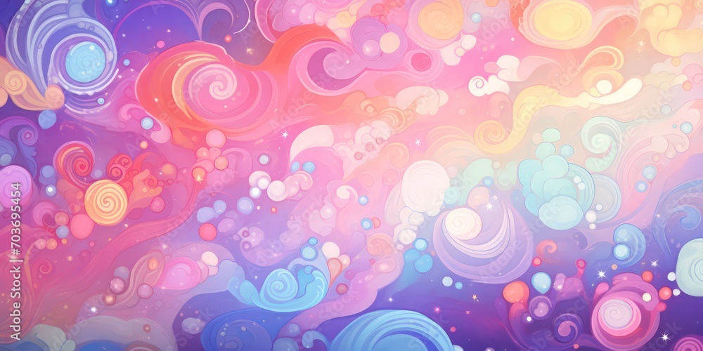 Stardust of kid background that exudes a psychedelic, kawaii style. Stardust of kid background that exudes a psychedelic, kawaii style.