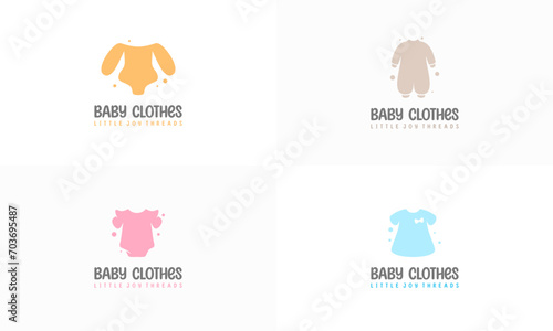 Set of Baby Clothes Logo Design. kids store clothing logo template vector