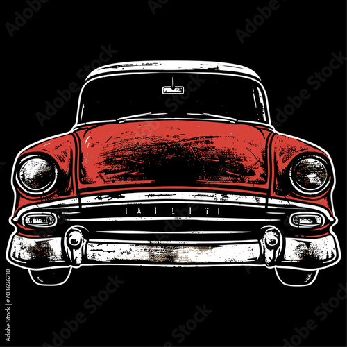 Vintage Old Classic Car Sketch Illustration Vector Design
