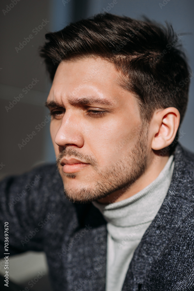 The image is a portrait of a man with a beard. 4785 The image is a portrait of a man with a beard. 4785