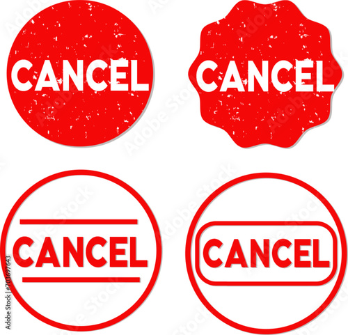 vector grunge red cencelled word rubber stamp cancel sign sticker set vintage circle label