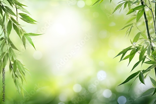 Green Bamboo Leaves Background  Generative AI