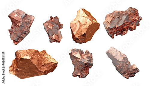 collage of a stone steel isolated on transparent background cutout photo