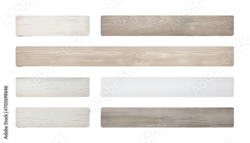set of white wood board isolated on transparent background cutout