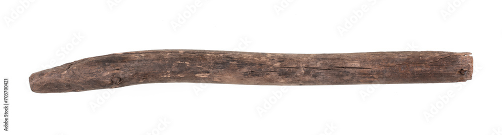 Fototapeta premium old broken wooden stick isolated on white background