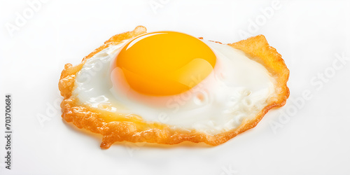 Sunny side up fried egg isolated, Chicken fried egg alone on white. photo