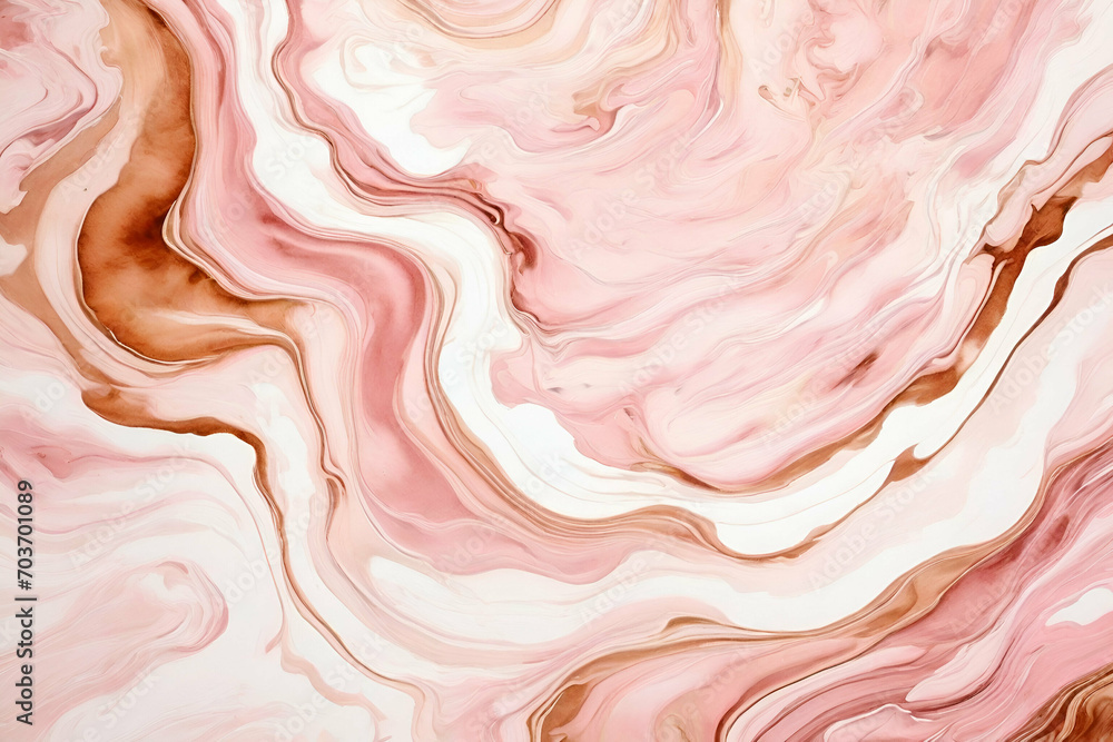 Obraz premium Romance Vintage Beautiful Pattern. Brown Abstract Paint Swirl, Watercolor Abstract Pink Splash