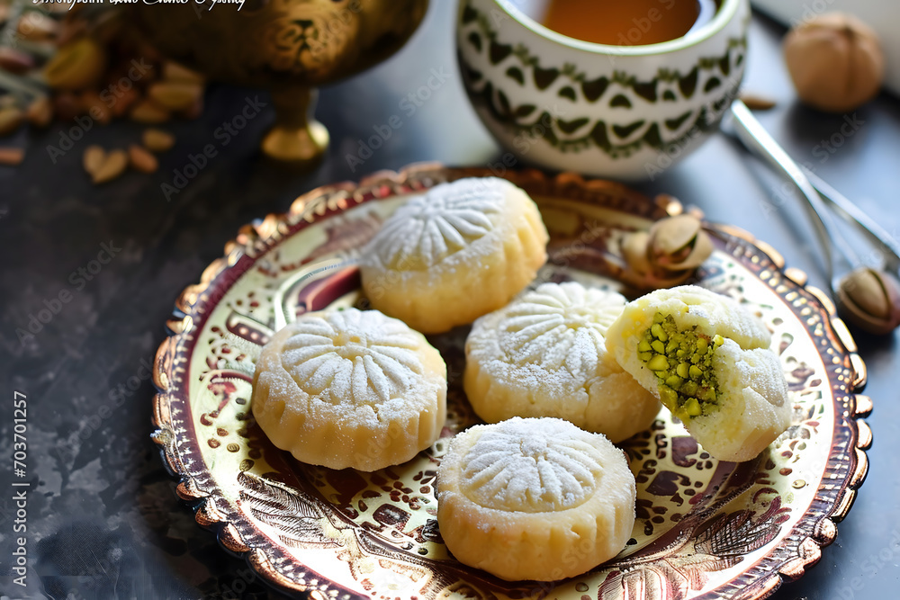 Desserts Eid al-Fitr, Eid al Adha Kahk (Eid Cookies) Arabic filled Pistachio or nut, Ramadan Desserts Eid al-Fitr, Eid al Adha Kahk (Eid Cookies) Arabic filled Pistachio or nut, Ramadan
