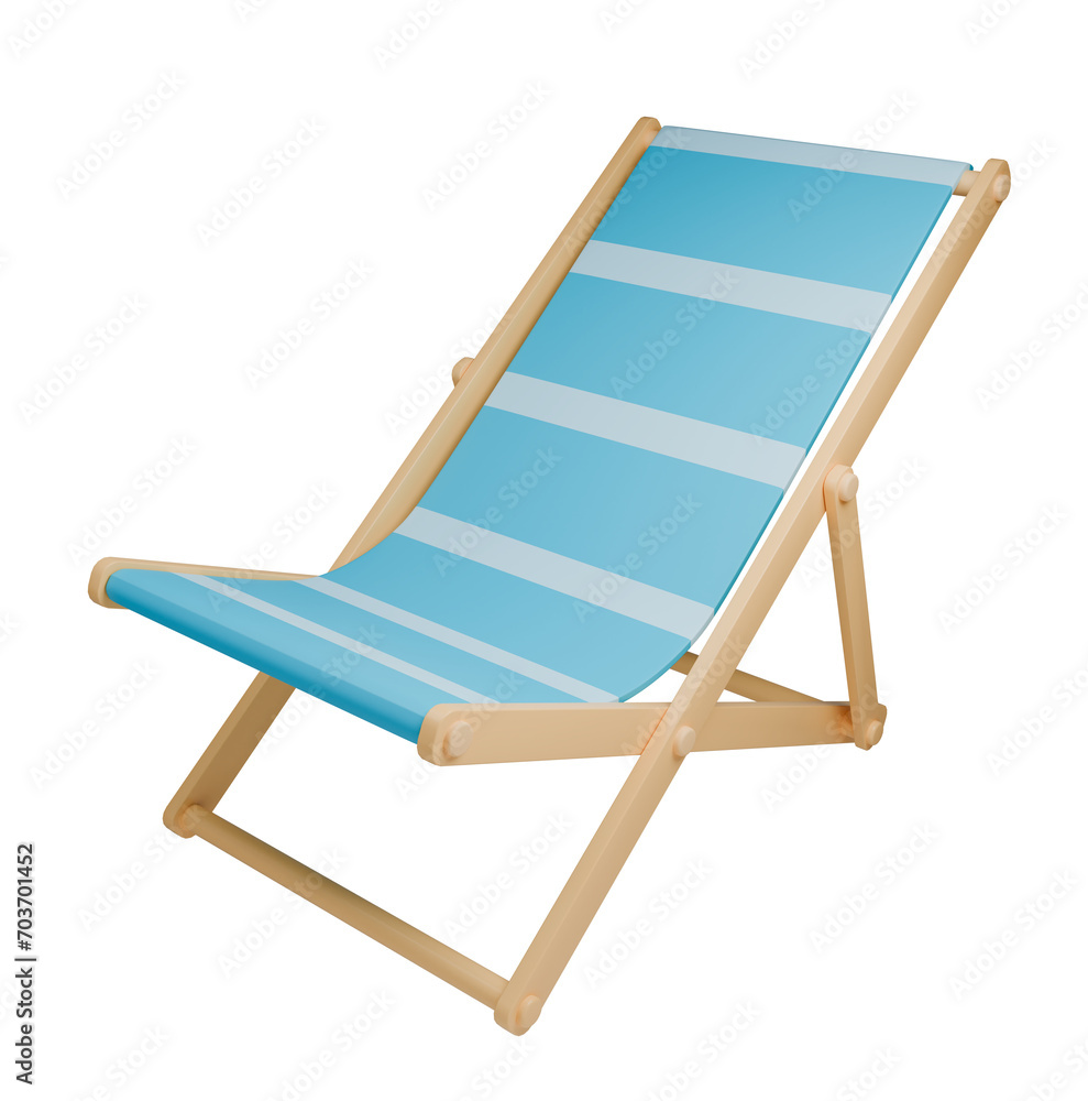 3d element for summer fold chair isolated on white background