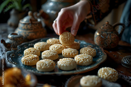 Desserts Eid al-Fitr, Eid al Adha Kahk (Eid Cookies) Arabic filled Pistachio or nut, Ramadan photo