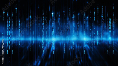 Binary futuristic blue rain background. Matrix background.