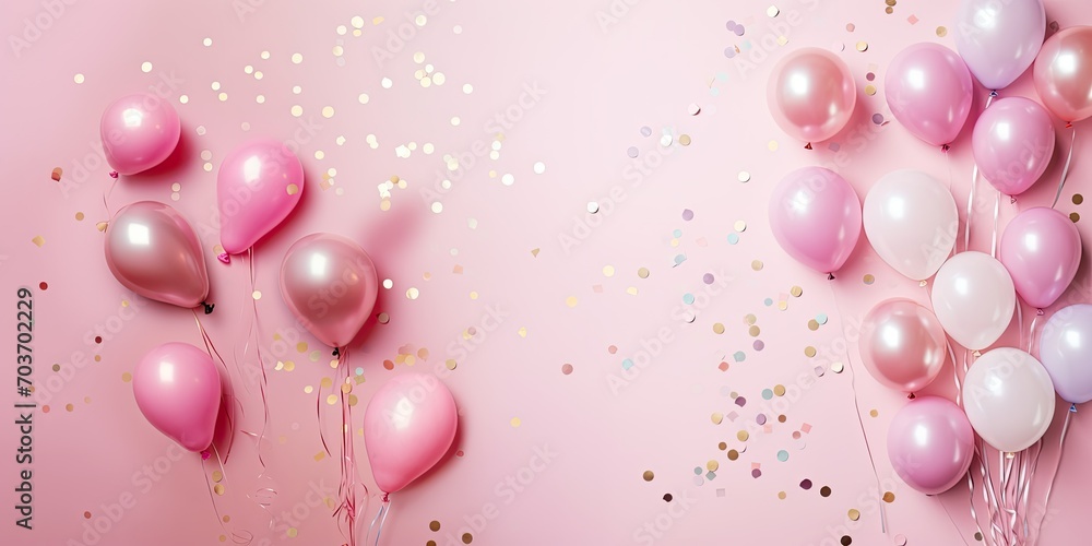 Pastel Balloons And Confetti, Generative AI Pastel Balloons And Confetti, Generative AI