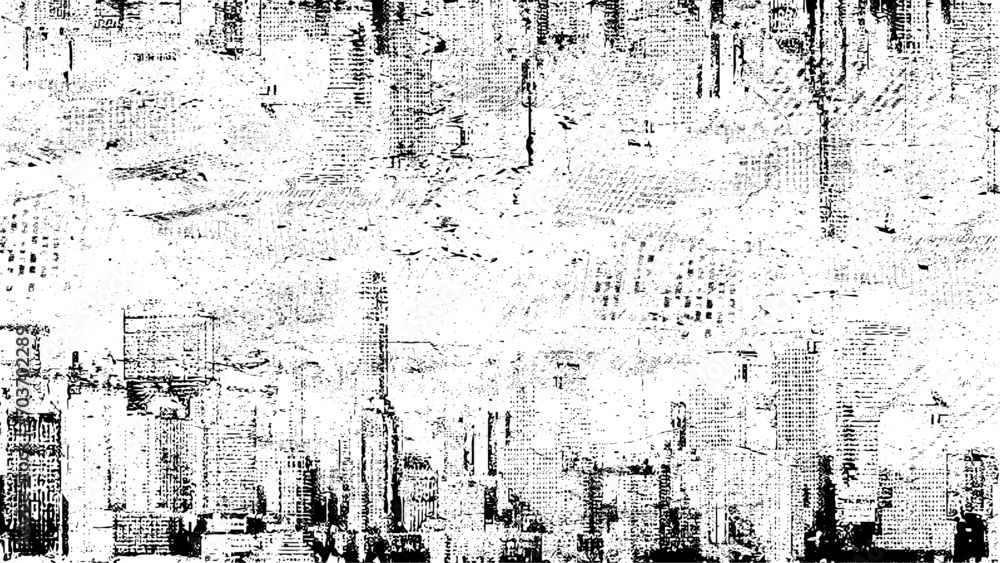 Black and white grunge urban texture vector with copy space. Abstract illustration surface dust and rough dirty wall background with empty template. Distress and grunge effect concept.