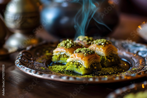 Desserts Eid al-Fitr, Eid al Adha Kahk (Eid Cookies) Arabic filled Pistachio or nut, Ramadan photo