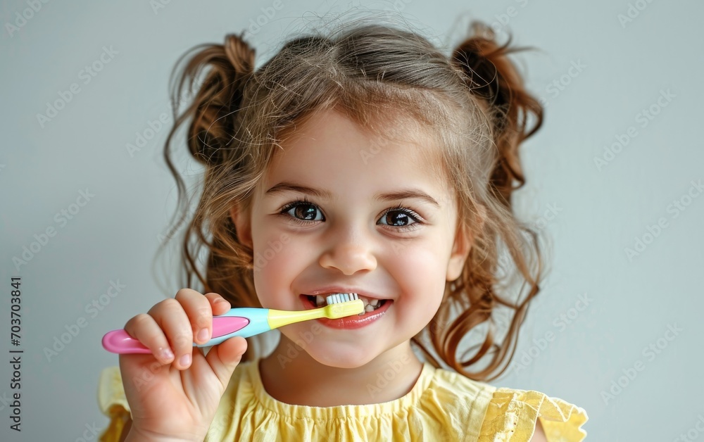 Smiling child girl holding a toothbrush Smiling child girl holding a toothbrush