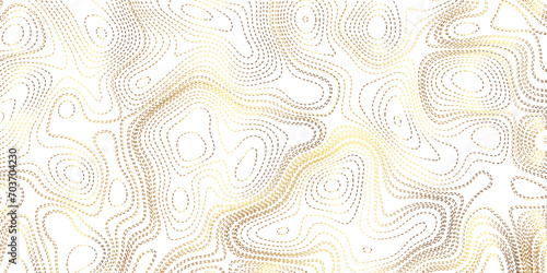 Topographic map background geographic line map with elevation assignments. Modern design with White background with topographic wavy pattern design. Golden texture Imitation of a geographical map