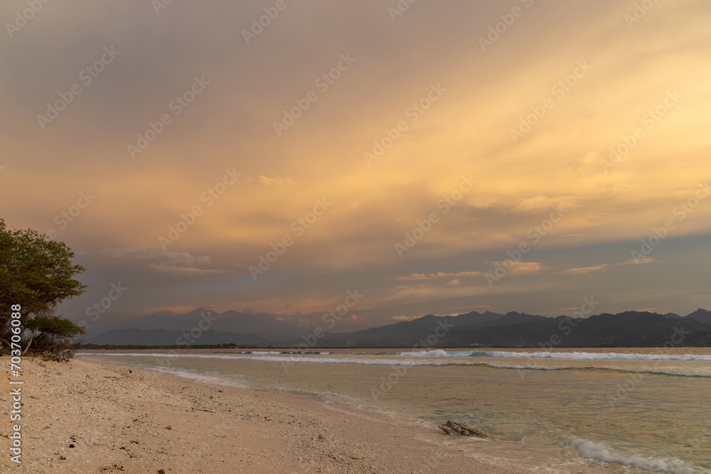 Evening on the beach with the clouds, Gili Meno, Indonesia