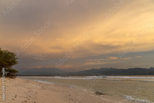 Evening on the beach with the clouds  Gili Meno  Indonesia