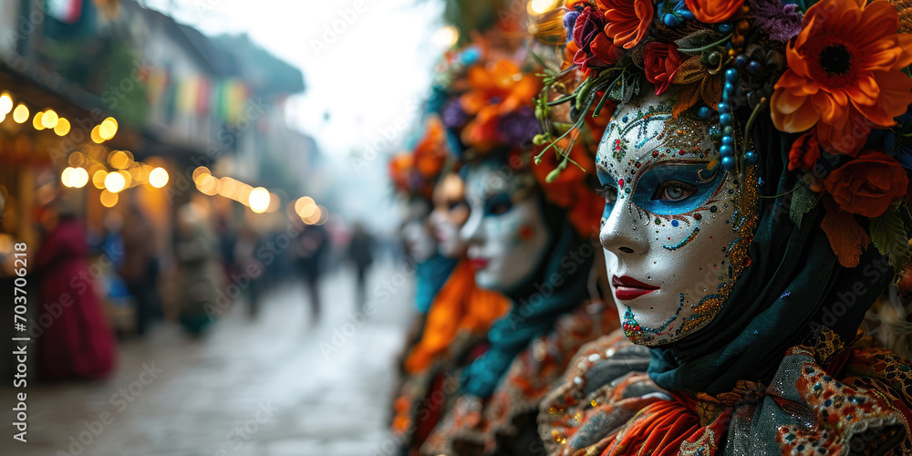 Frau im Carneval Venedig - obrazy, fototapety, plakaty 