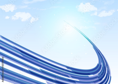 晴れた空とデジタルネットワーク背景