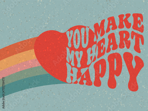 Groovy hippie 70s posters. Funny cartoon heart, rainbow, love, daisy etc. Vector cards in trendy retro psychedelic cartoon style. Vector backgrounds. Stay groovy. Good vibes