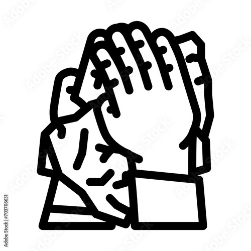 hand wiping with paper towel line icon vector. hand wiping with paper towel sign. isolated contour symbol black illustration