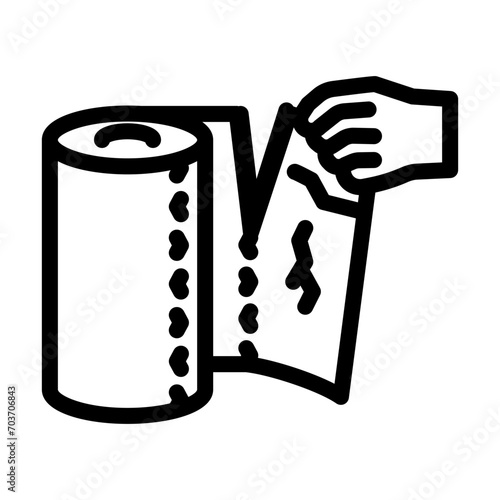 hand tearing paper towel line icon vector. hand tearing paper towel sign. isolated contour symbol black illustration