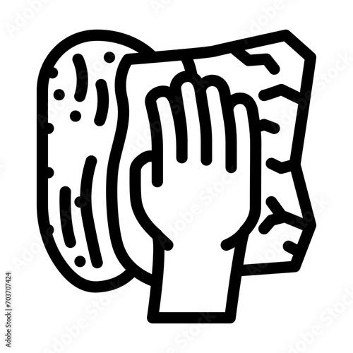 soaking spills with paper towel line icon vector. soaking spills with paper towel sign. isolated contour symbol black illustration