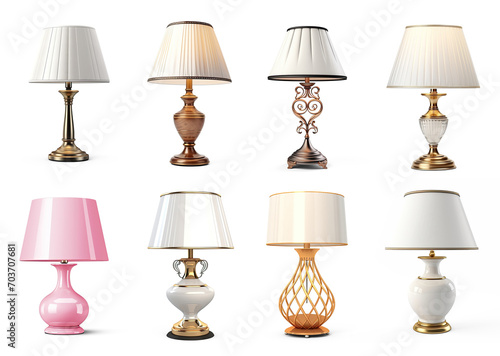 Set of Lamp for put on table isolate on transparency background png 