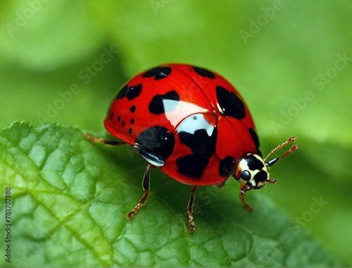 Ladybug on a leaf. Generative AI.