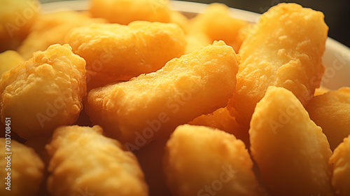 Extreme close-up of tasty nuggets. Food photography