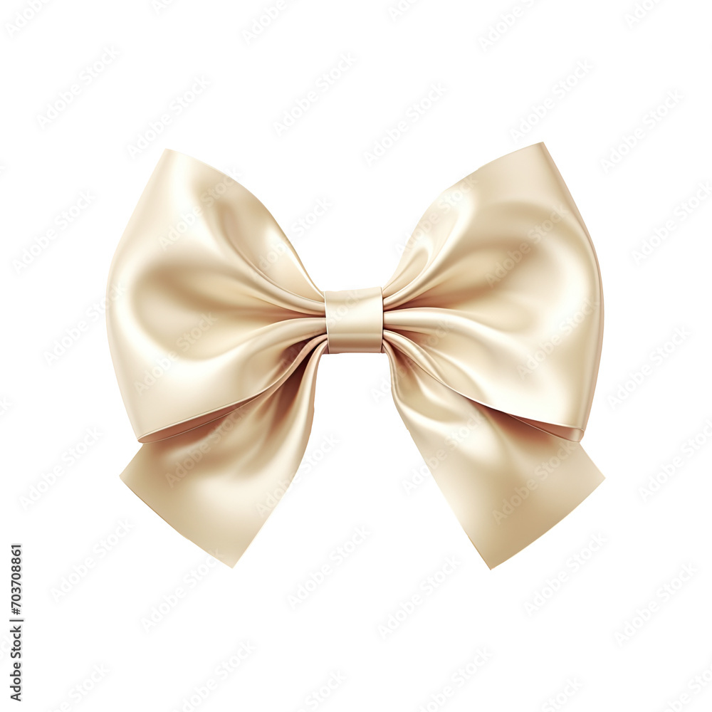 Gold  bow isolated on transparent background.