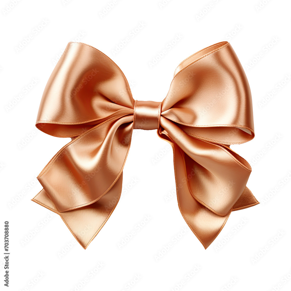 Gold  bow isolated on transparent background.