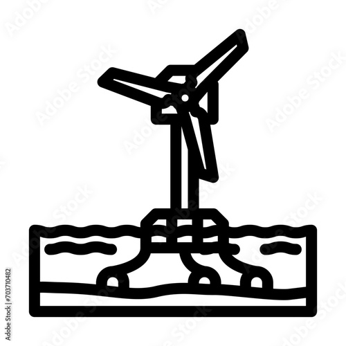 floating wind turbine line icon vector. floating wind turbine sign. isolated contour symbol black illustration