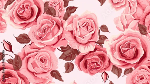 Beautiful roses background illustration. White, pink, and red flowers pattern.