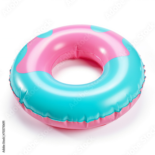 Bright inflatable ring isolated on white. AI Generative.