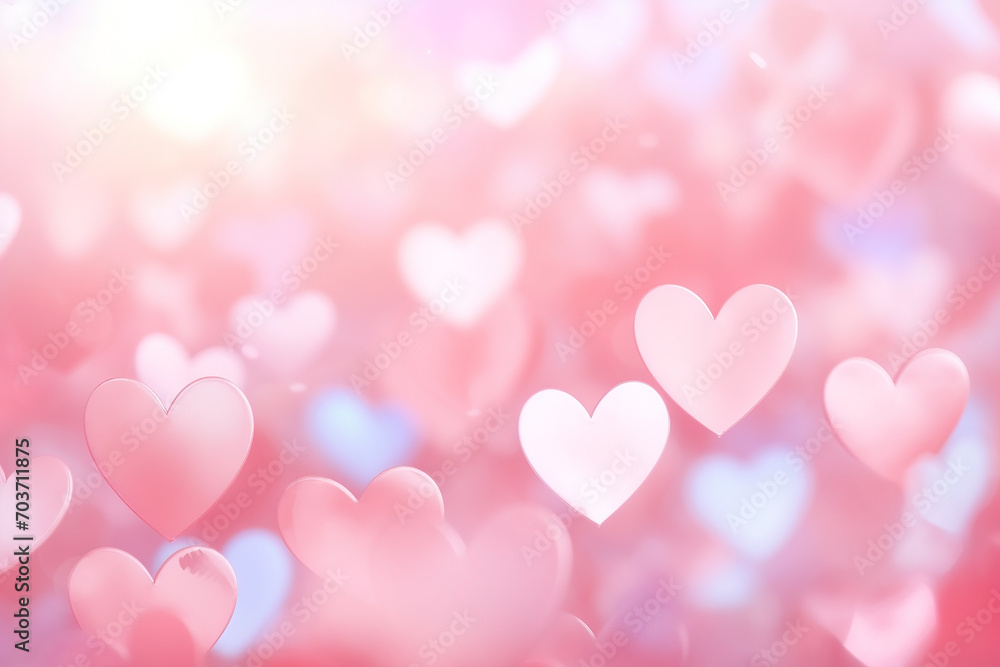 Valentine's Day pink background with blurred hearts