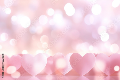 Valentine's Day pink background with blurred hearts