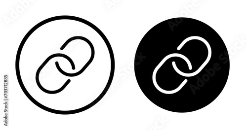 Link icon set. Attach web url hyperlink vector symbol in a black filled and outlined style. Internet chain style link attachment sign. photo