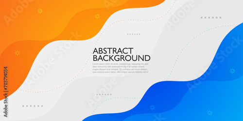 Modern business card banner blue and orange colorful template wave banner background with geometric element and gradient color. Design with liquid shape. Eps10 vector
