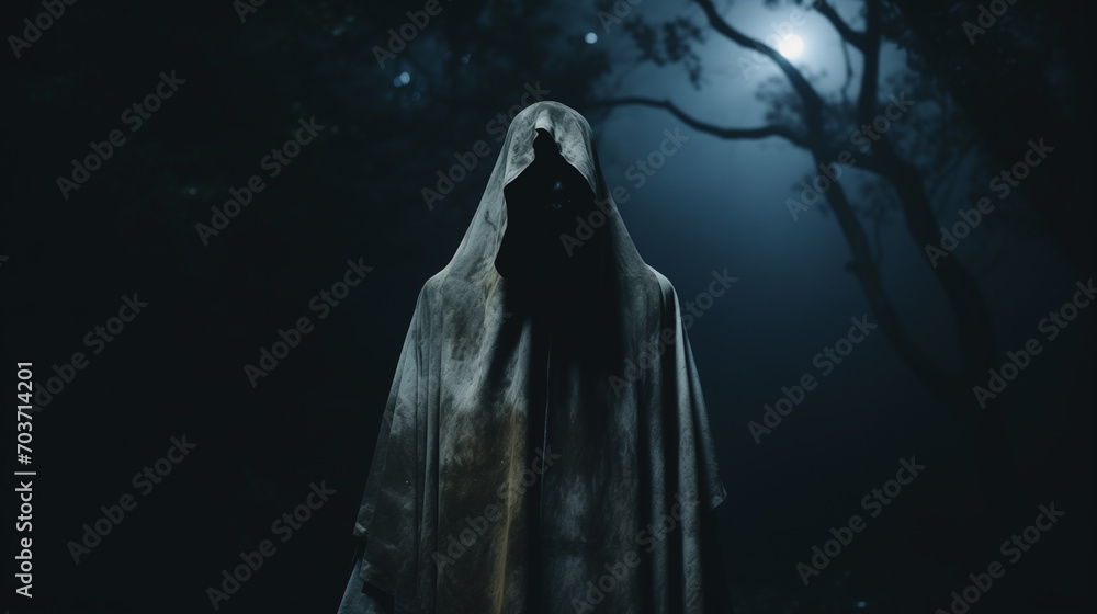 Ghost Inatural Forest Ghost, Cinematic Night Shot Captures Ghostly Figure in Enigmatic ...