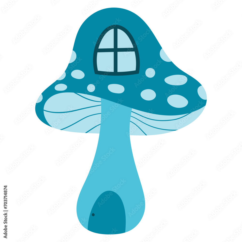 Mushroom house fairy house fantasy illustration