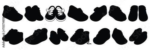 Shoe footwear silhouettes set, large pack of vector silhouette design, isolated white background